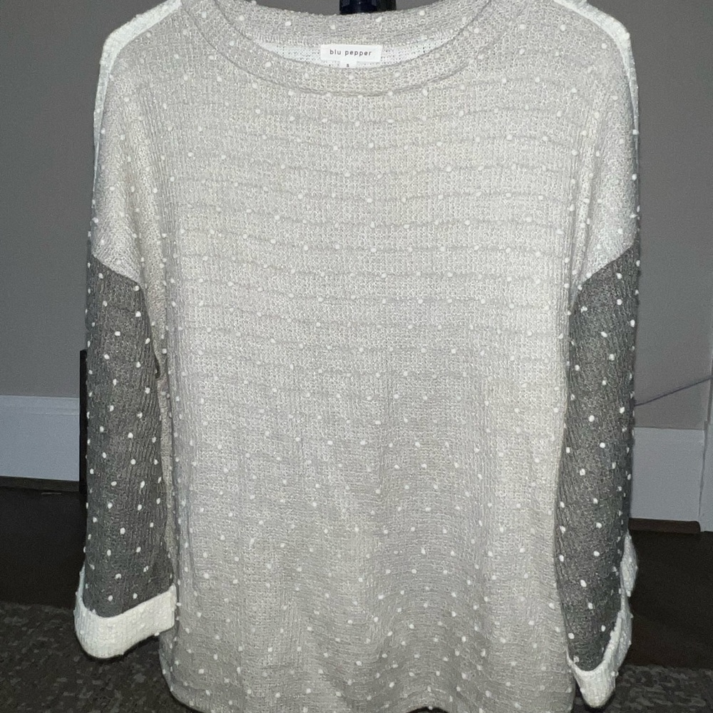 Blu Pepper Two-Tone Polka Dot Sweater